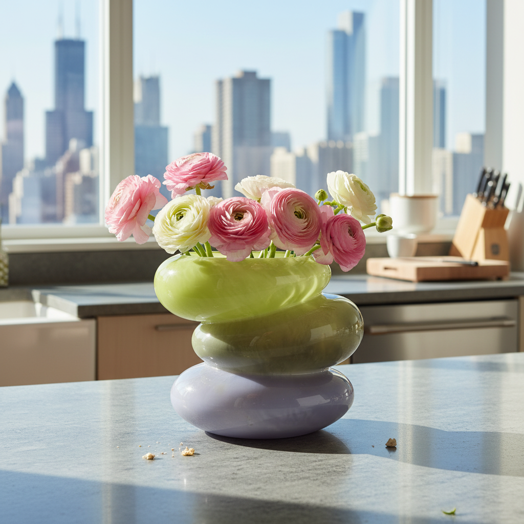 Swirl Lime Glass Vase