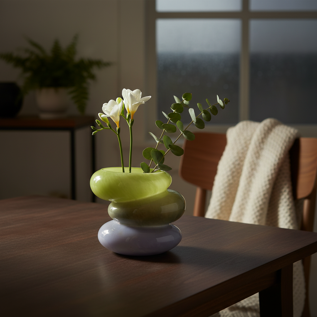 Swirl Lime Glass Vase