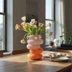 Peach Swirl Glass Vase