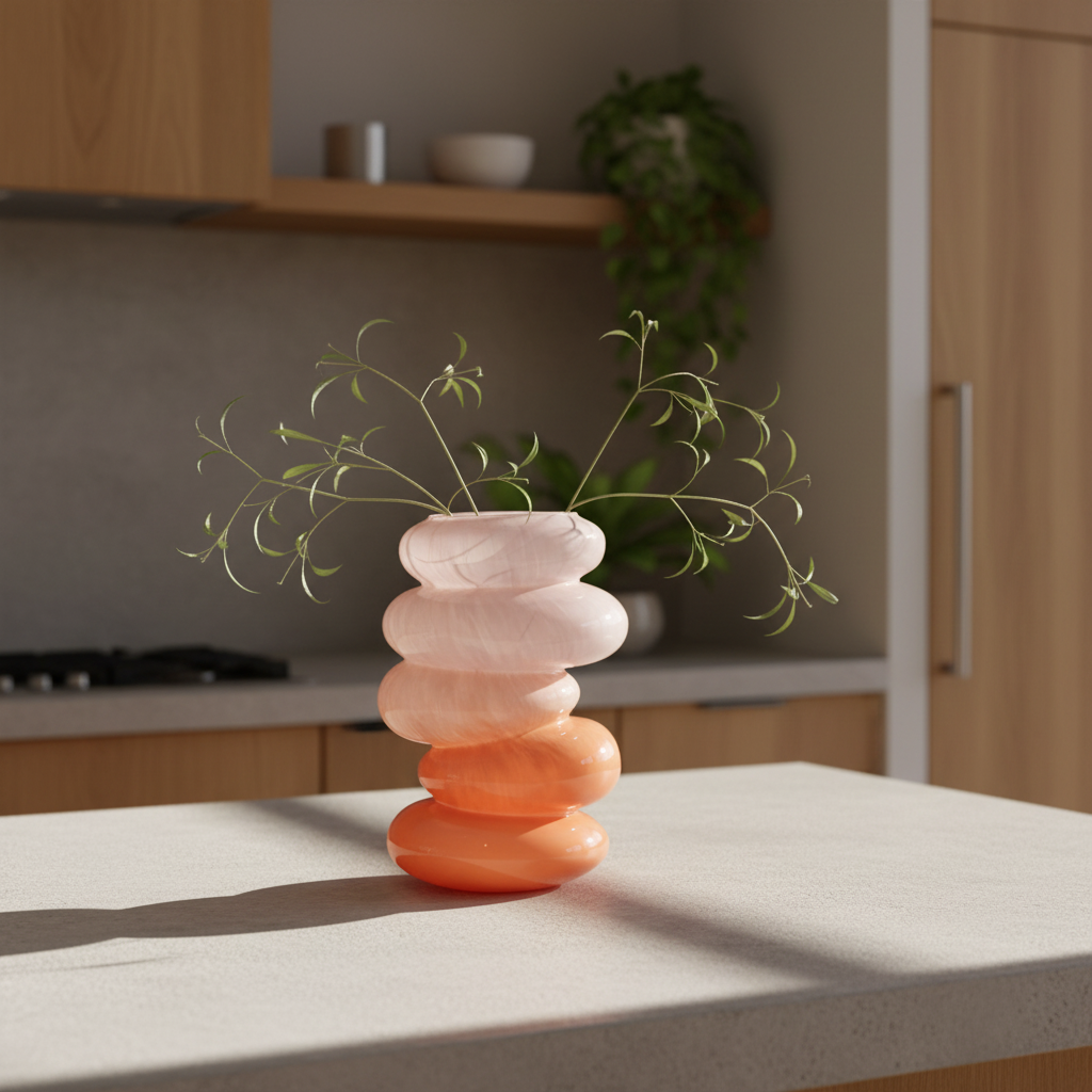 Peach Swirl Glass Vase