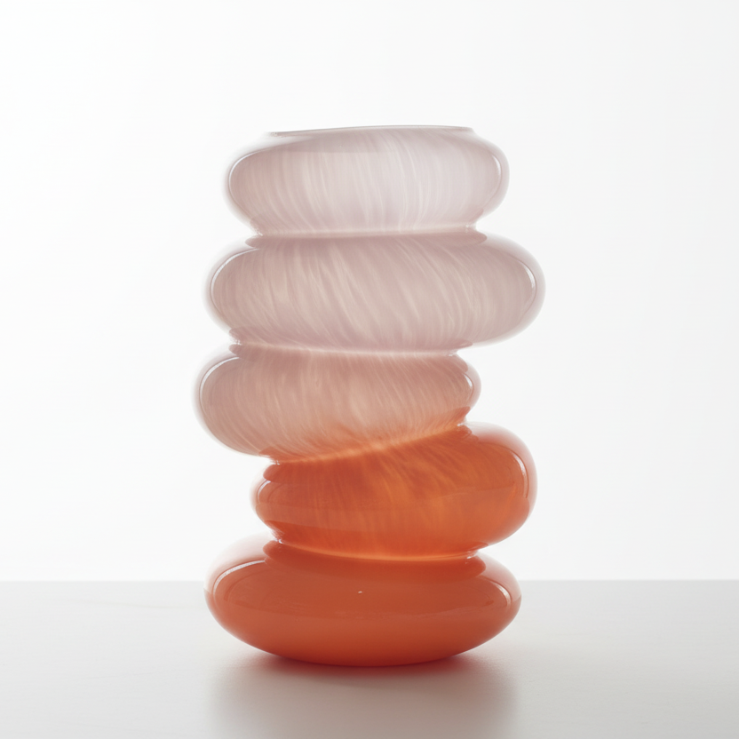 Peach Swirl Glass Vase