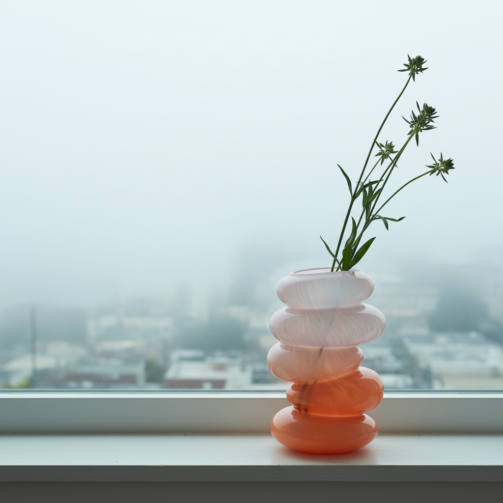 Peach Swirl Glass Vase