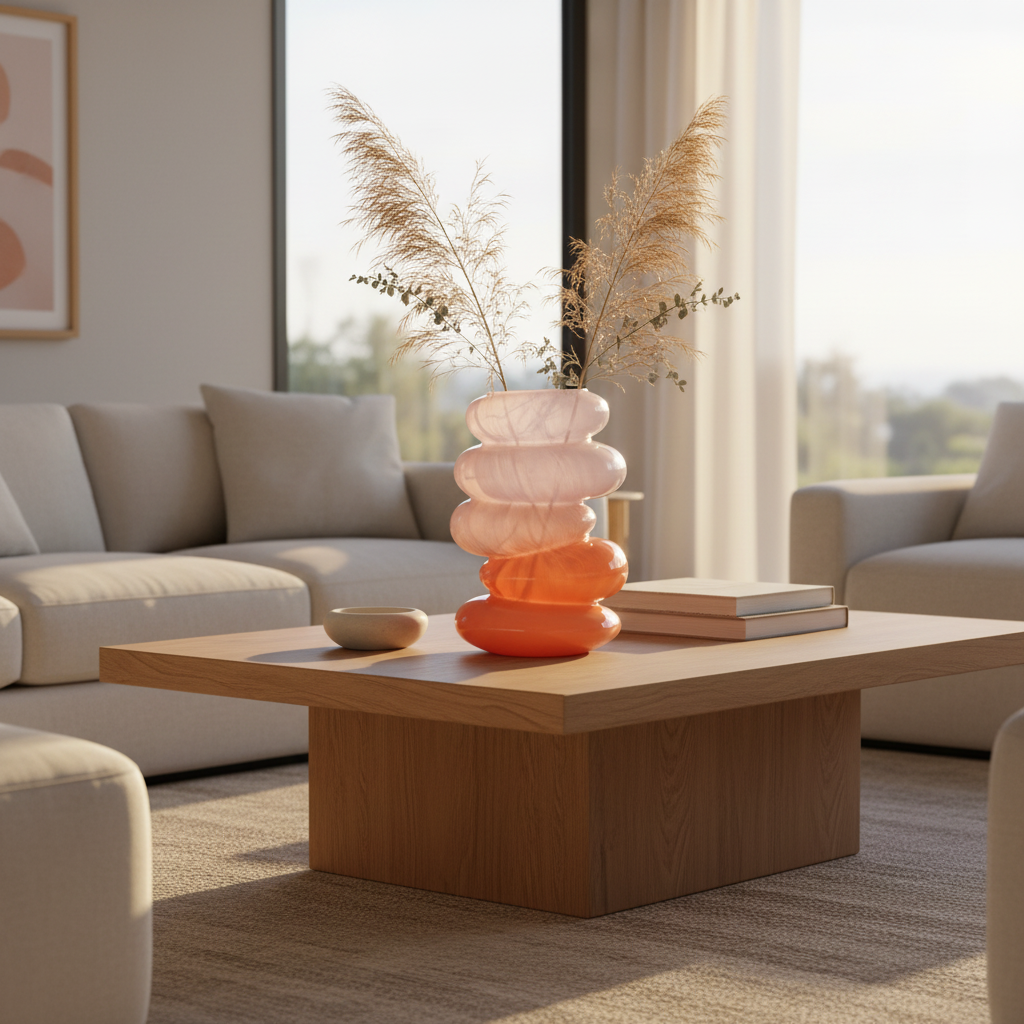 Peach Swirl Glass Vase