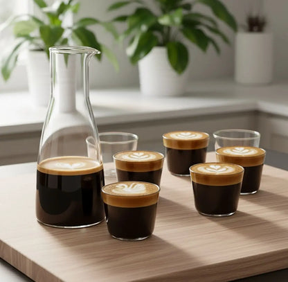 Rock Set Clear Carafe + 6 Double Walled Glasses Cloudnola