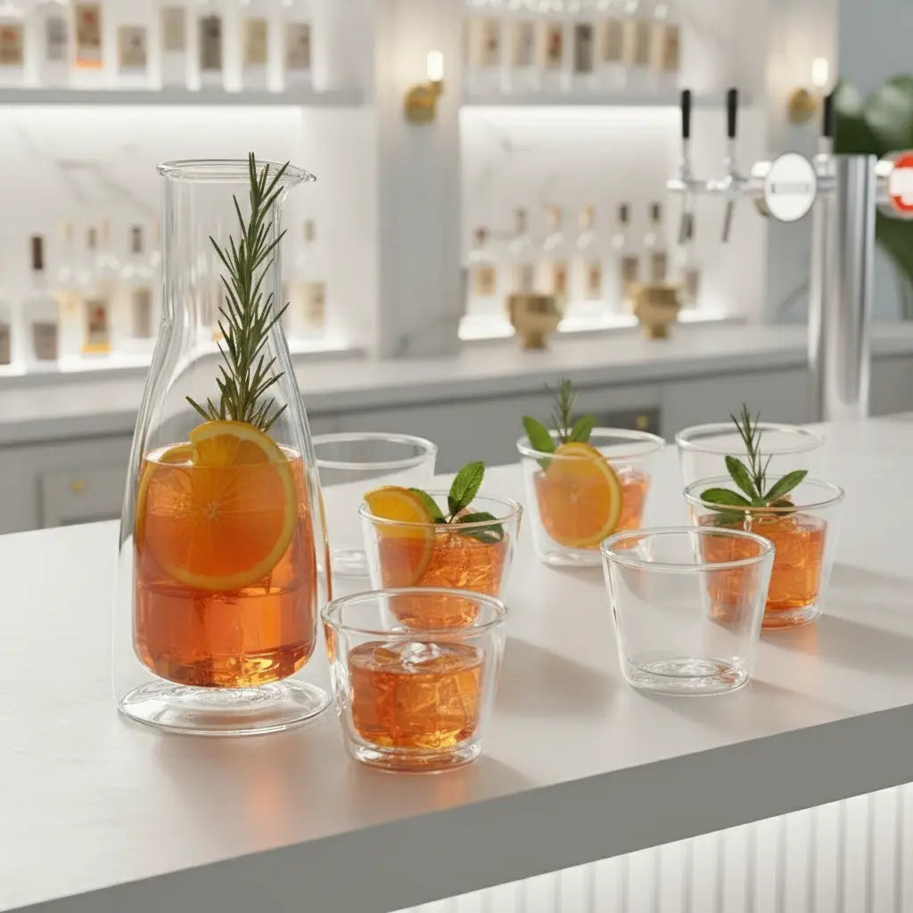 Rock Set Clear Carafe + 6 Double Walled Glasses Cloudnola