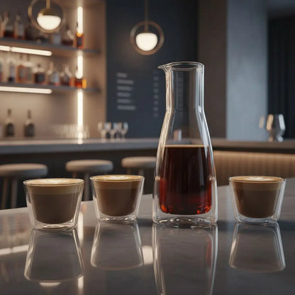 Rock Set Clear Carafe + 6 Double Walled Glasses Cloudnola