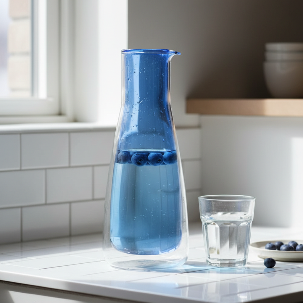 Double-Walled Glass Carafe – Blue – 1 L / 34 fl oz (Pitcher)
