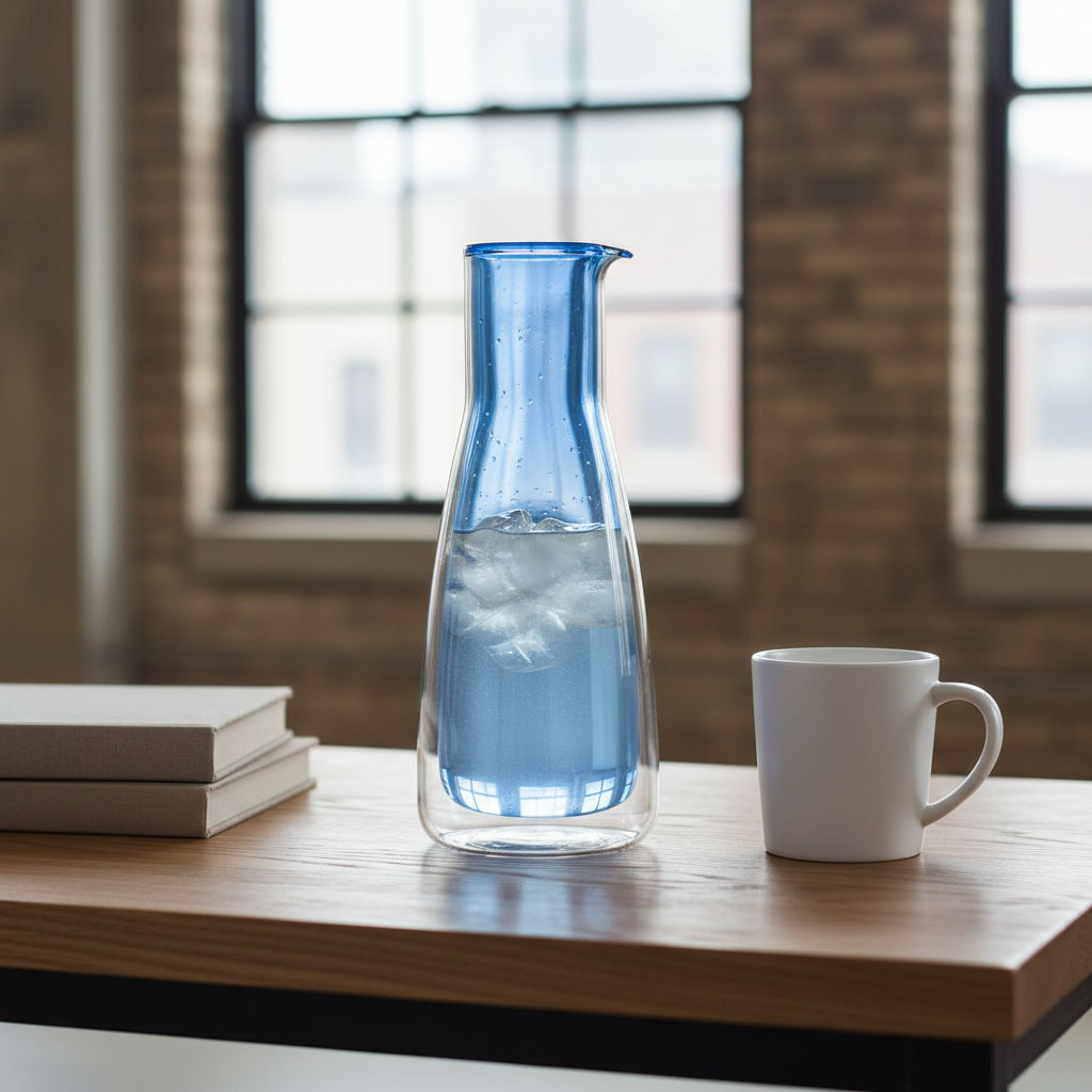 Double-Walled Glass Carafe – Blue – 1 L / 34 fl oz (Pitcher)