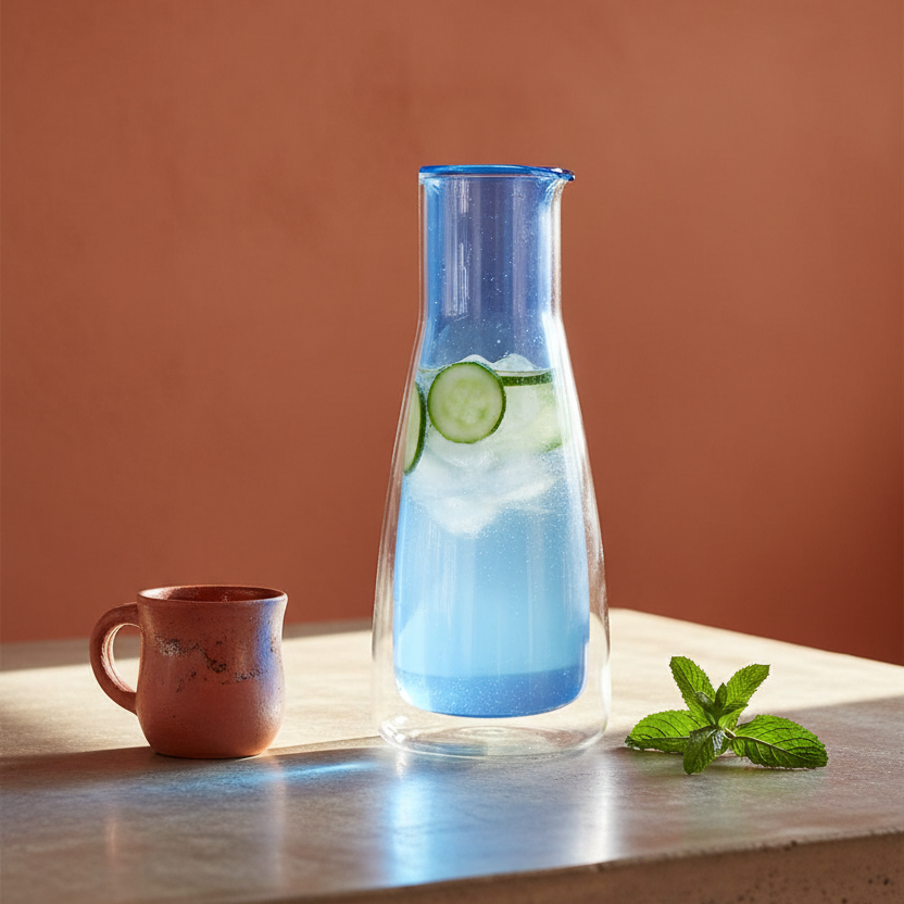 Double-Walled Glass Carafe – Blue – 1 L / 34 fl oz (Pitcher)