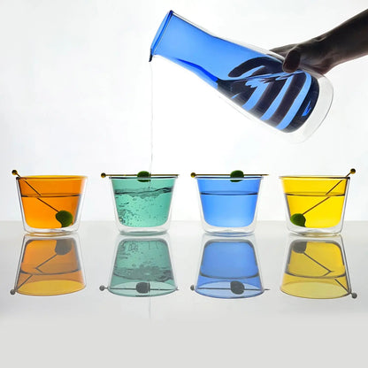 Rocks Blue Carafe & Color Glass Set – Double-Wall Insulated Bundle - Drinkware Cloudnola