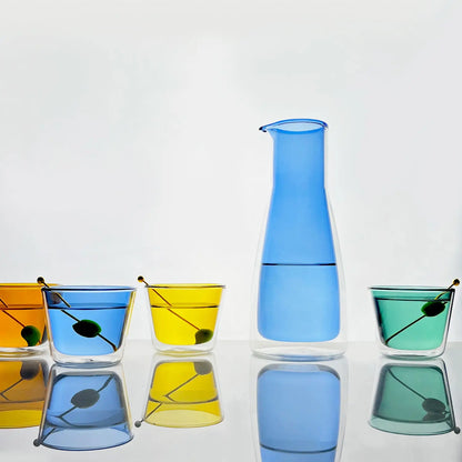 Rocks Blue Carafe & Color Glass Set – Double-Wall Insulated Bundle - Drinkware Cloudnola