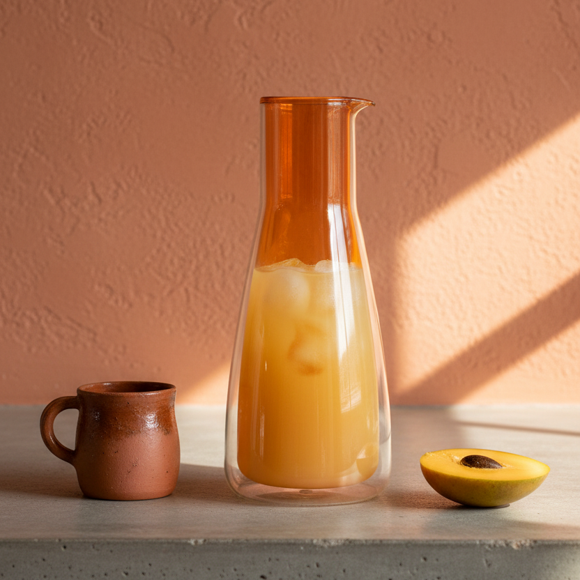 Double-Walled Glass Carafe – Orange – 1 L / 34 fl oz (Pitcher)