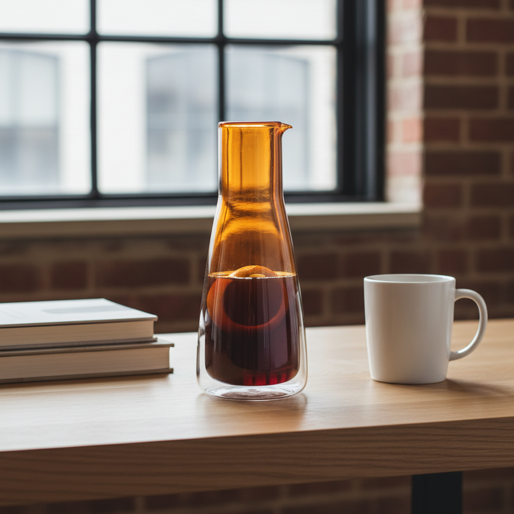 Double-Walled Glass Carafe – Orange – 1 L / 34 fl oz (Pitcher)