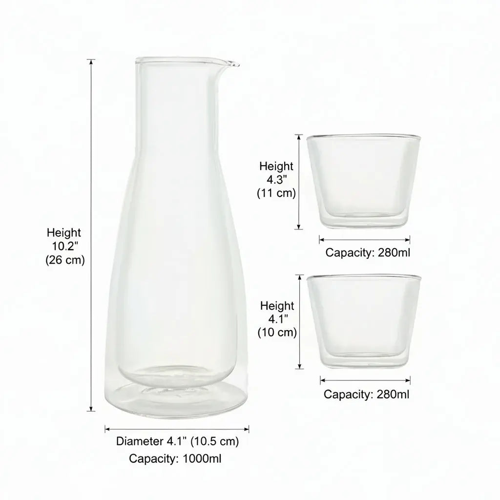 Rocks Clear Carafe with Cups Cloudnola