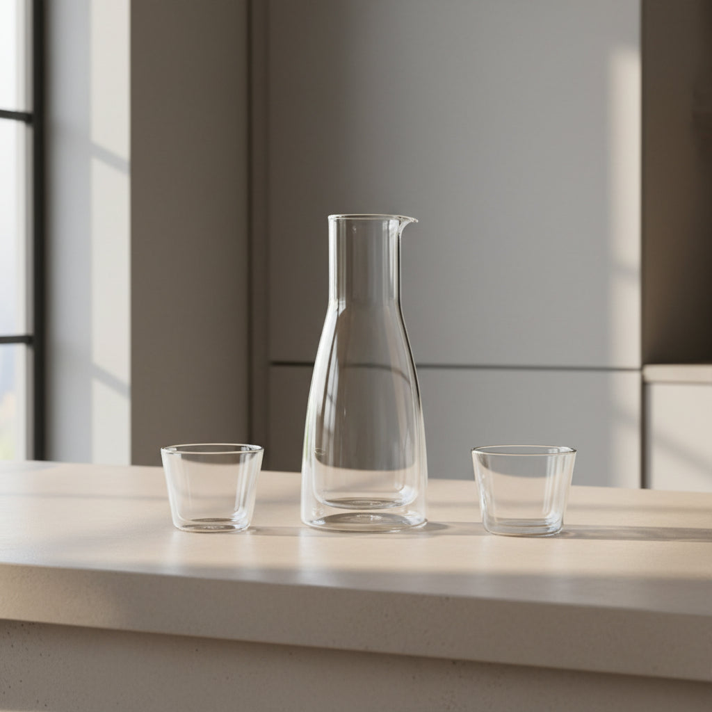 Rocks Clear Carafe with Cups Cloudnola