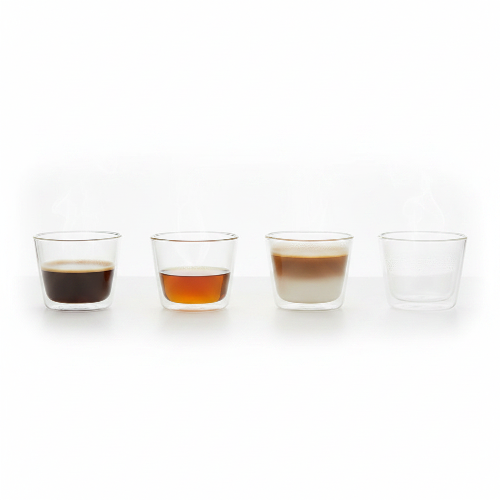 Double-Wall Glass Cups - Clear -  280 ml / 9.5 oz – Set of 4