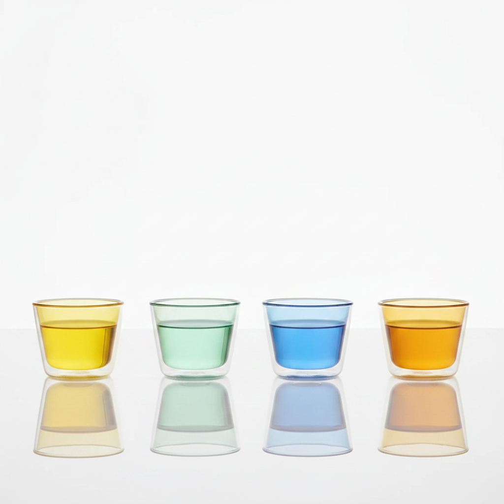 Double-Wall Glass Cups - Multicolor -  280 ml / 9.5 oz – Set of 4