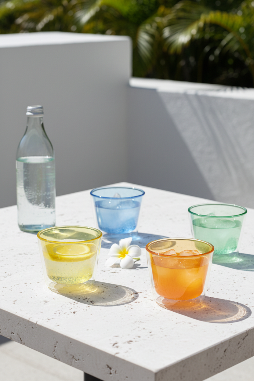 Double-Wall Glass Cups - Multicolor -  280 ml / 9.5 oz – Set of 4