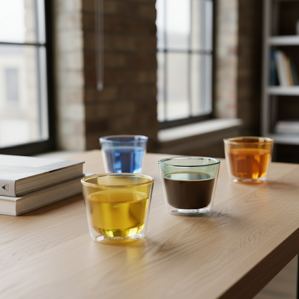 Double-Wall Glass Cups - Multicolor -  280 ml / 9.5 oz – Set of 4