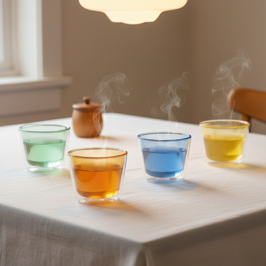 Double-Wall Glass Cups - Multicolor -  280 ml / 9.5 oz – Set of 4