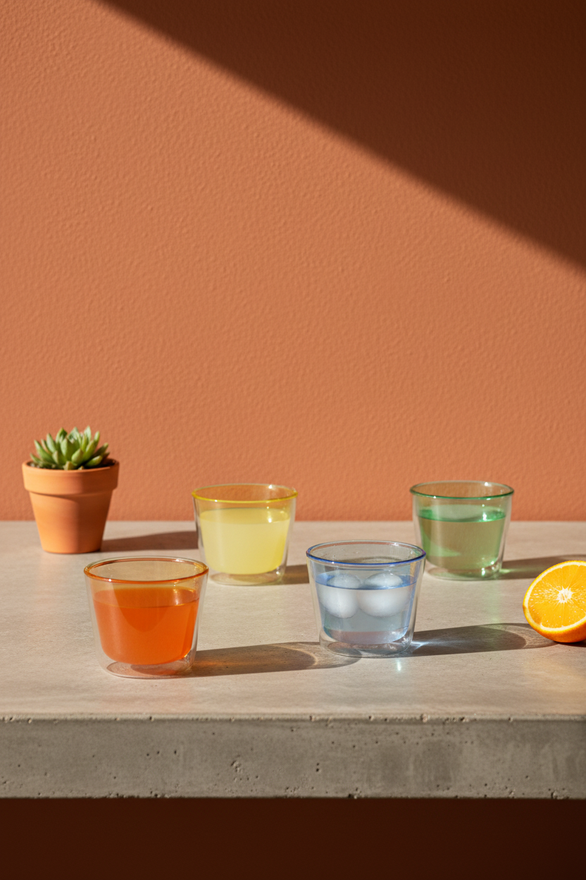 Double-Wall Glass Cups - Multicolor -  280 ml / 9.5 oz – Set of 4