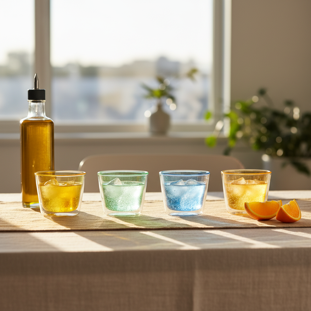 Double-Wall Glass Cups - Multicolor -  280 ml / 9.5 oz – Set of 4