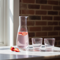Double-Walled Glass Carafe – Pink – 1 L / 34 fl oz (Pitcher) with 2 Cups