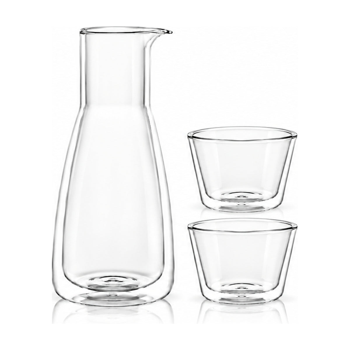 Rocks Double-Wall Carafe Set – Clear, with 2 Glasses