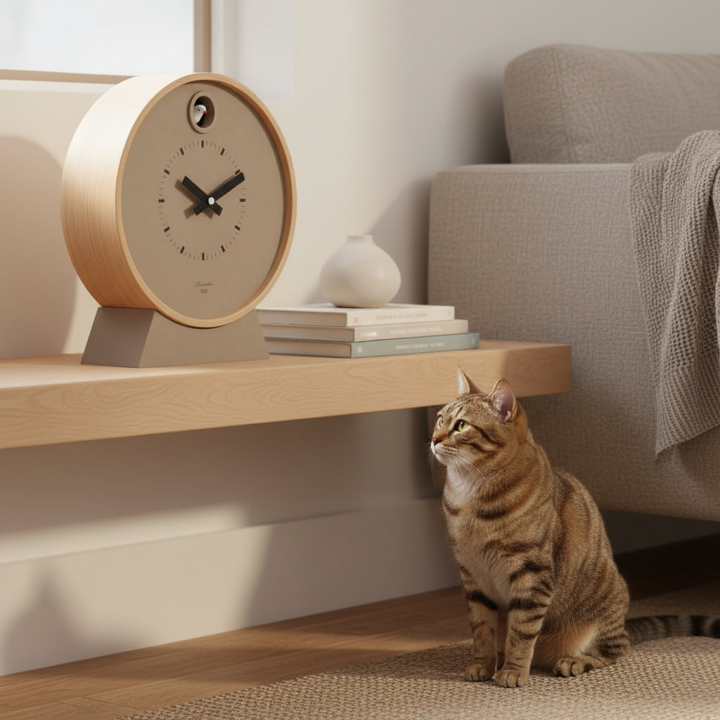 Taupe Modern Cuckoo Clock with Stand | Cloudnola