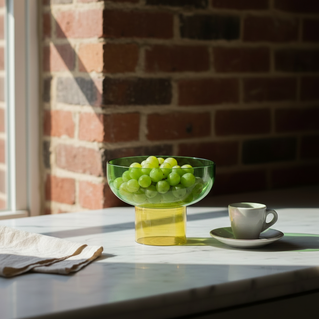 Tip Top Small Reversible Glass Bowl – Green & Yellow Small