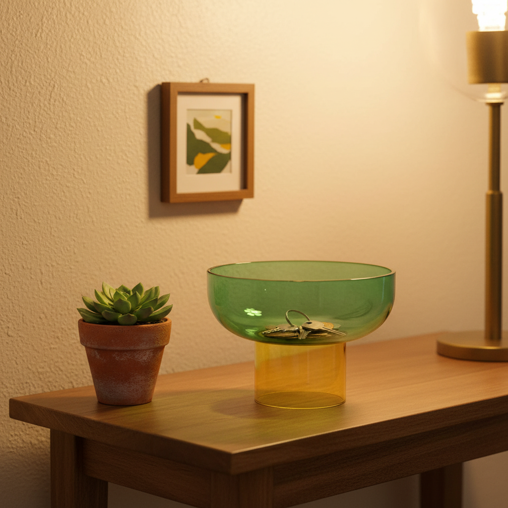 Tip Top Small Reversible Glass Bowl – Green & Yellow Small