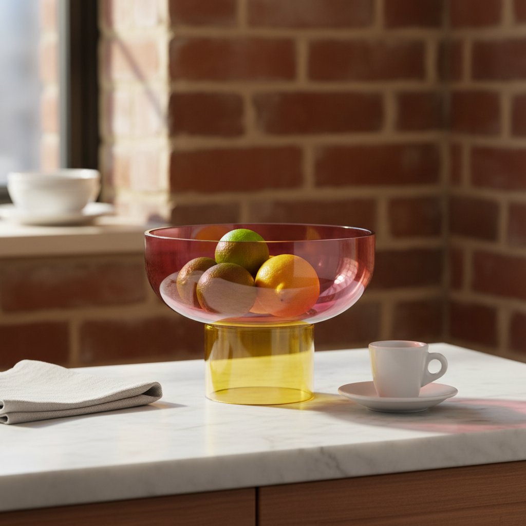 Tip Top Small Reversible Glass Bowl – Pink & Yellow Small