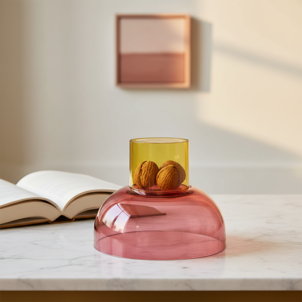 Tip Top Small Reversible Glass Bowl – Pink & Yellow Small