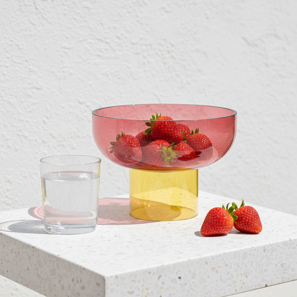 Tip Top Small Reversible Glass Bowl – Pink & Yellow Small