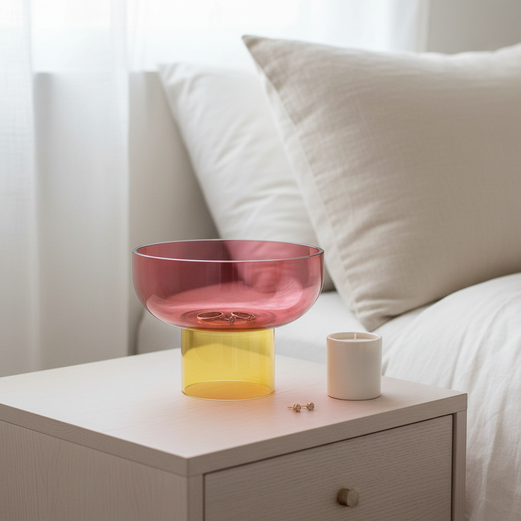 Tip Top Small Reversible Glass Bowl – Pink & Yellow Small