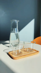 Double-Walled Glass Carafe – Clear – 1 L / 34 fl oz (Pitcher) with 2 Cups