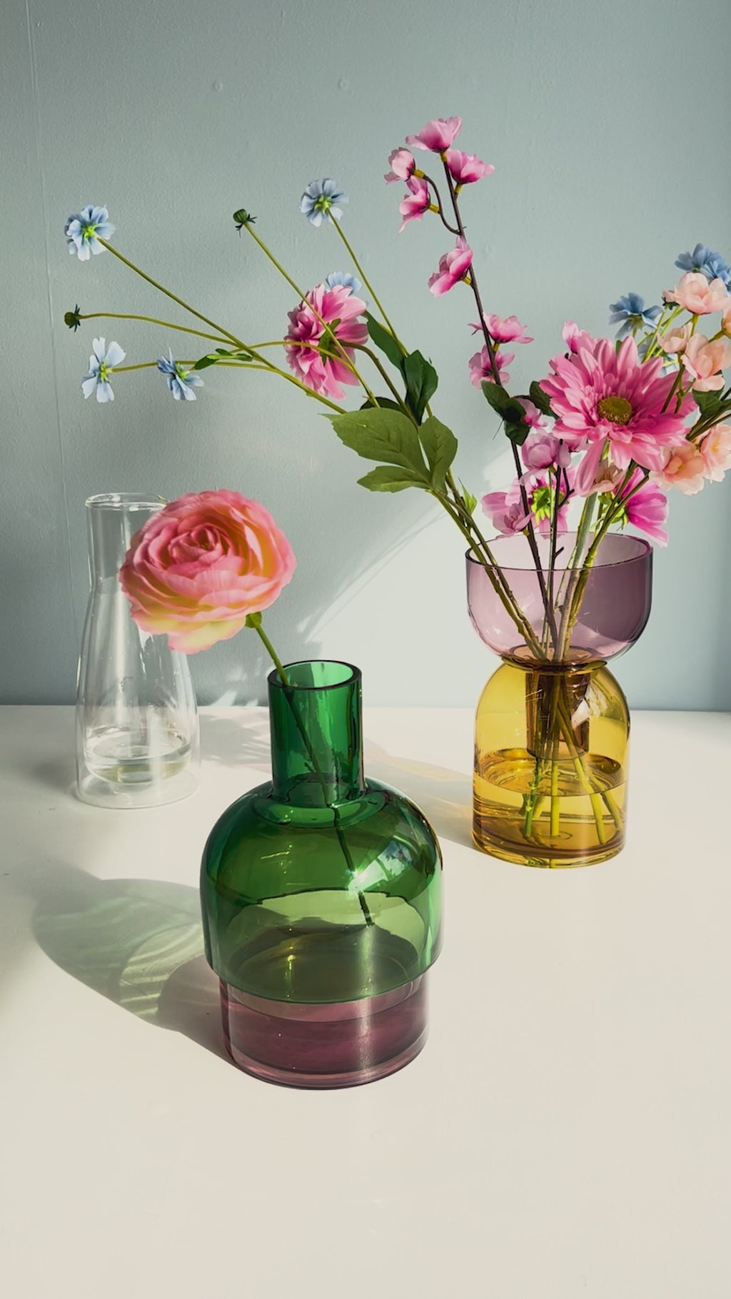 Flip Reversible Glass Vase – Pink & Yellow