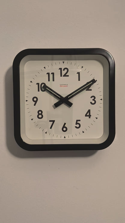 Big Railway Black Square Indoor / Outdoor Clock