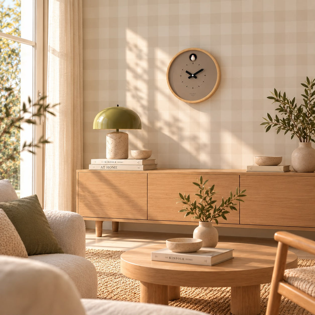 Dot Taupe Cuckoo Clock + Stand