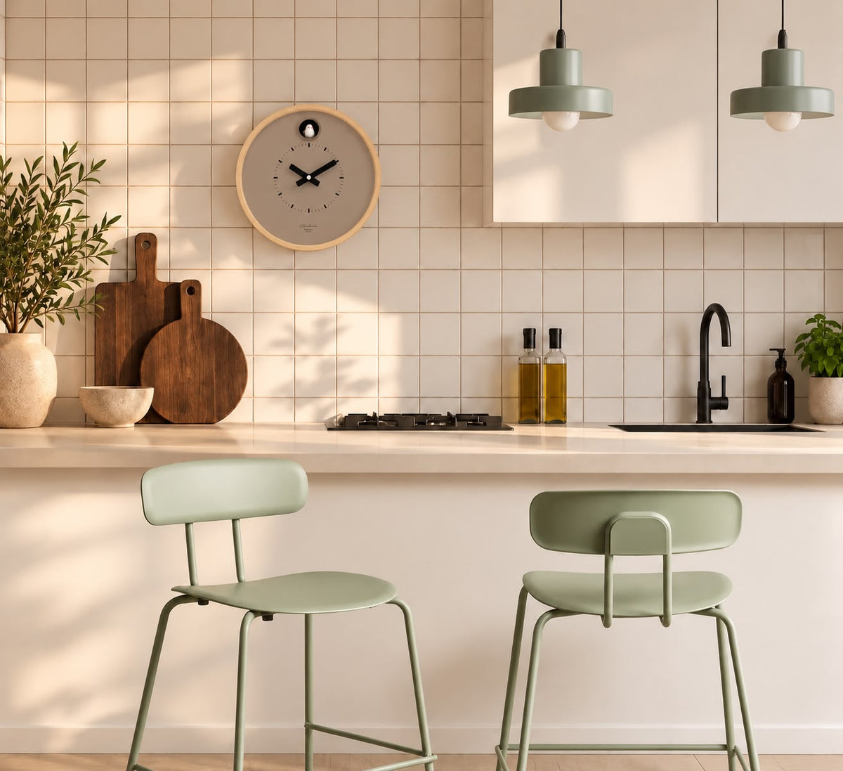 Dot Taupe Cuckoo Clock + Stand