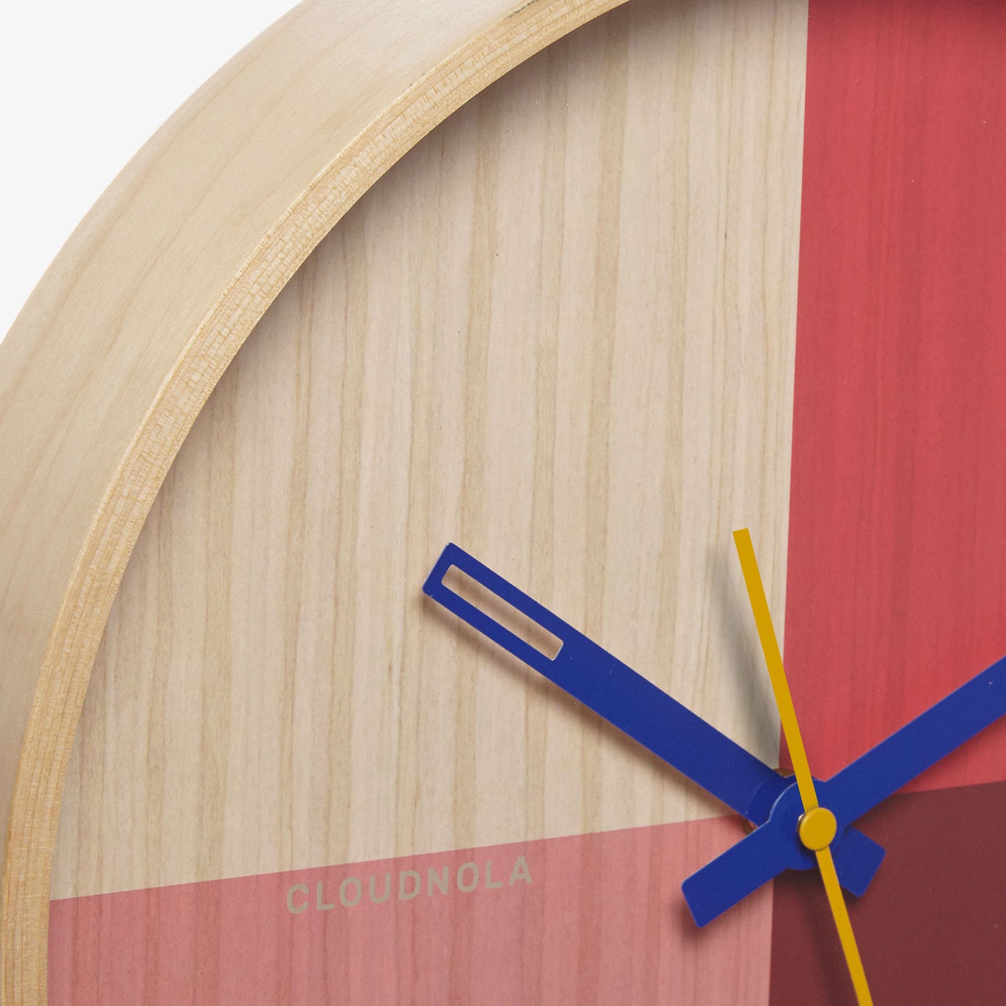 Cloudnola Flor Red Wood Wall Clock Close Up