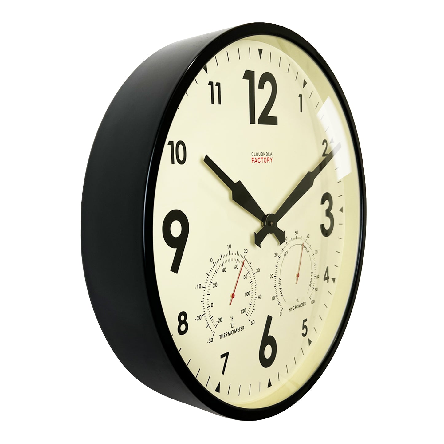 Factory Outdoor XL Black Wall Clock & Weather Station