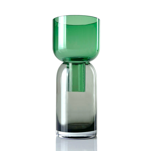 Flip Vase Florero pequeño de vidrio gris y verde