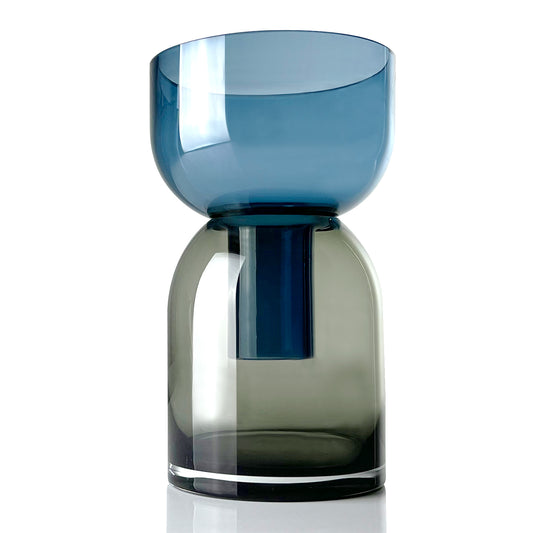 Flip Vase Jarrón grande de cristal azul y gris