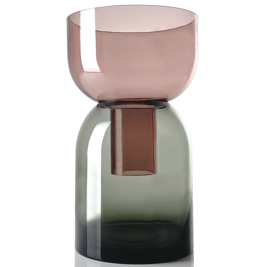 Flip Vase XL Jarrón de cristal gris y rosa