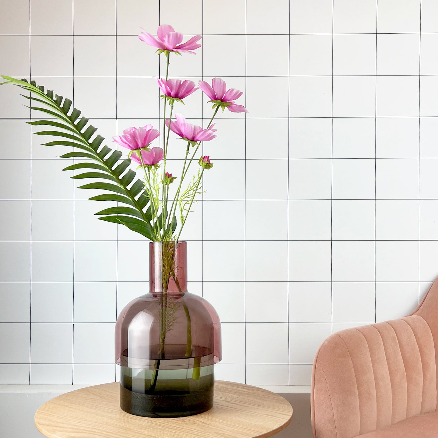 Flip Vase XL Jarrón de cristal gris y rosa